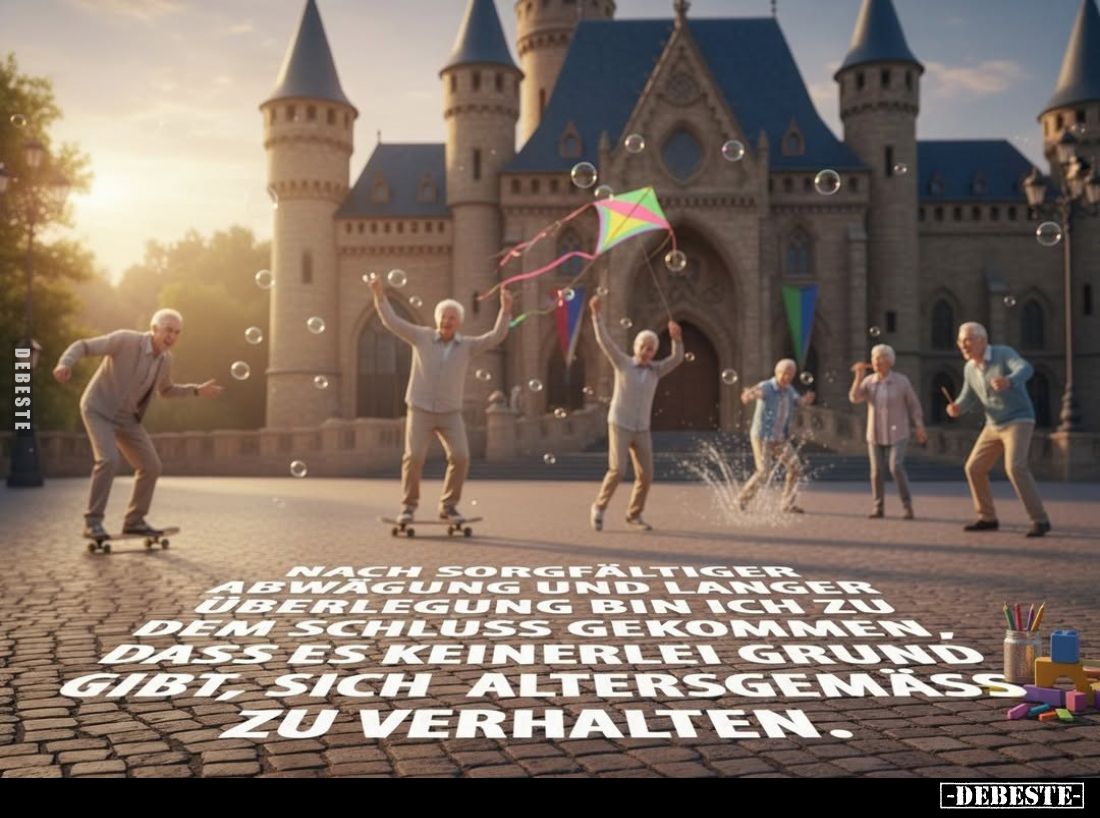 Nach sorgfältiger Abwägung und langer Überlegung bin ich zu dem Schluss gekommen, dasses keinerlei Grund gibt, sich altersgem...