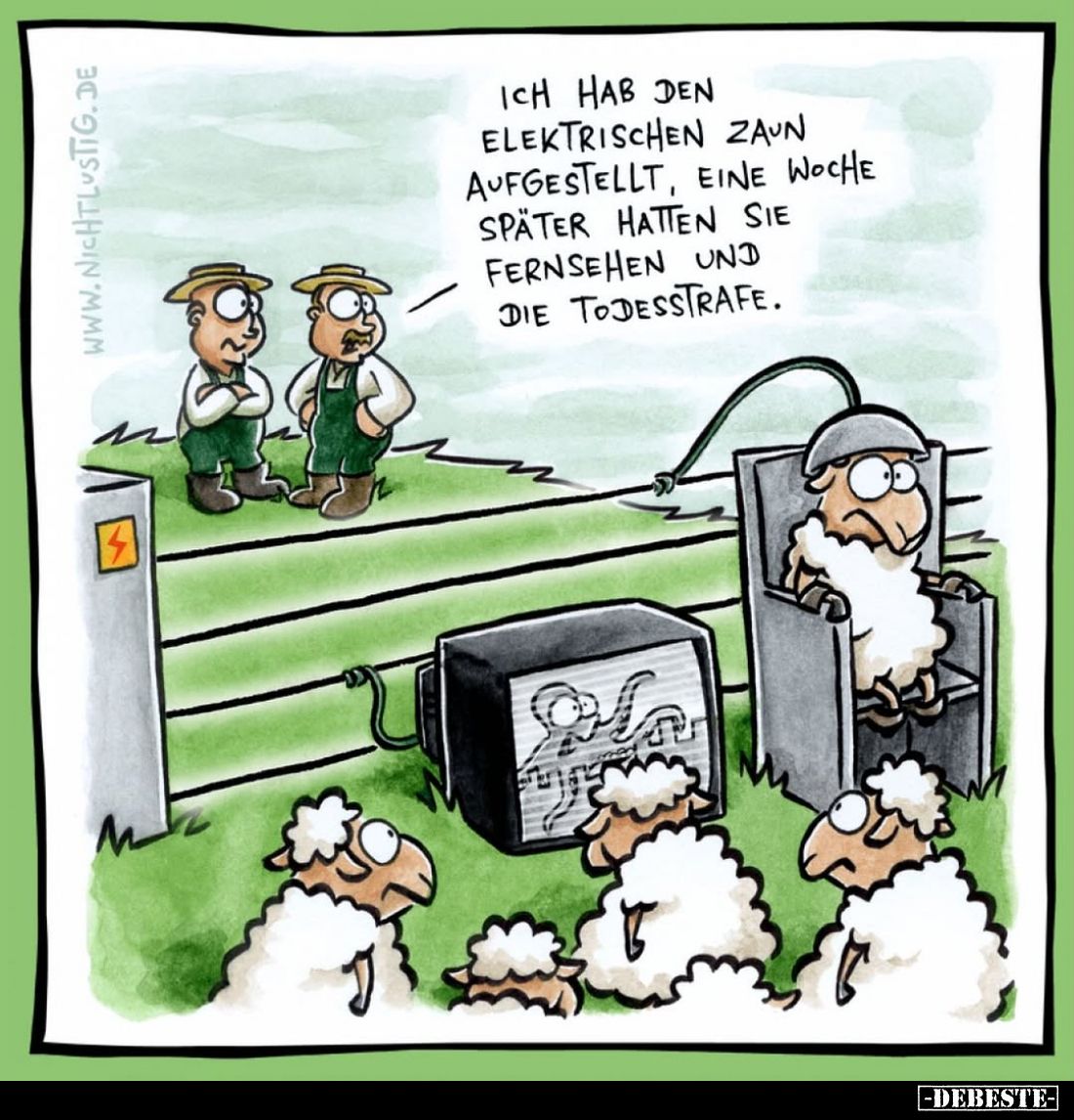 Ich hab den elektrischen Zaun aufgestellt, eine Woche später hatten sie Fernsehen und die Todesstrafe.