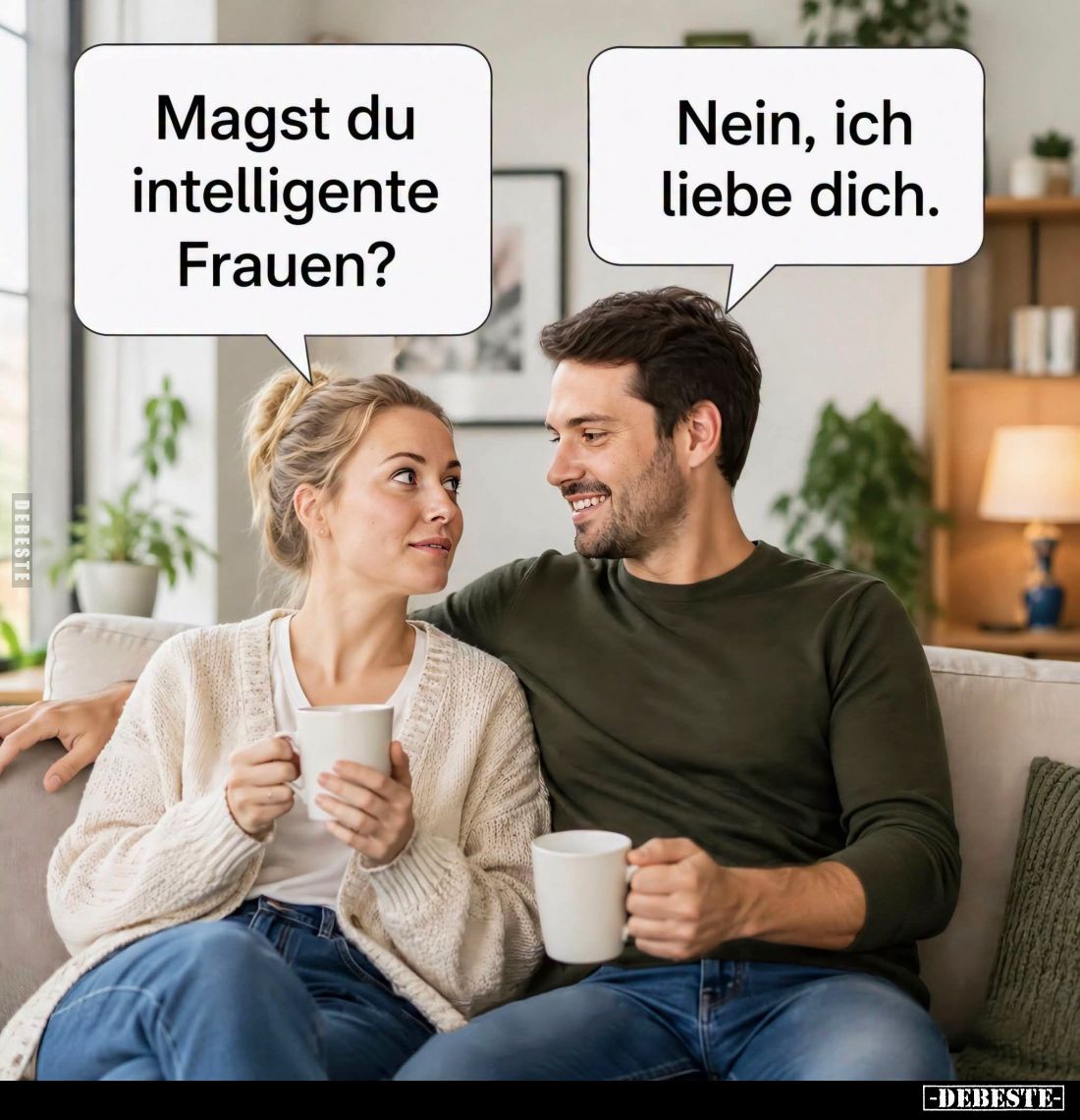 Magst du intelligente Frauen? -
Nein, ich liebe dich.
