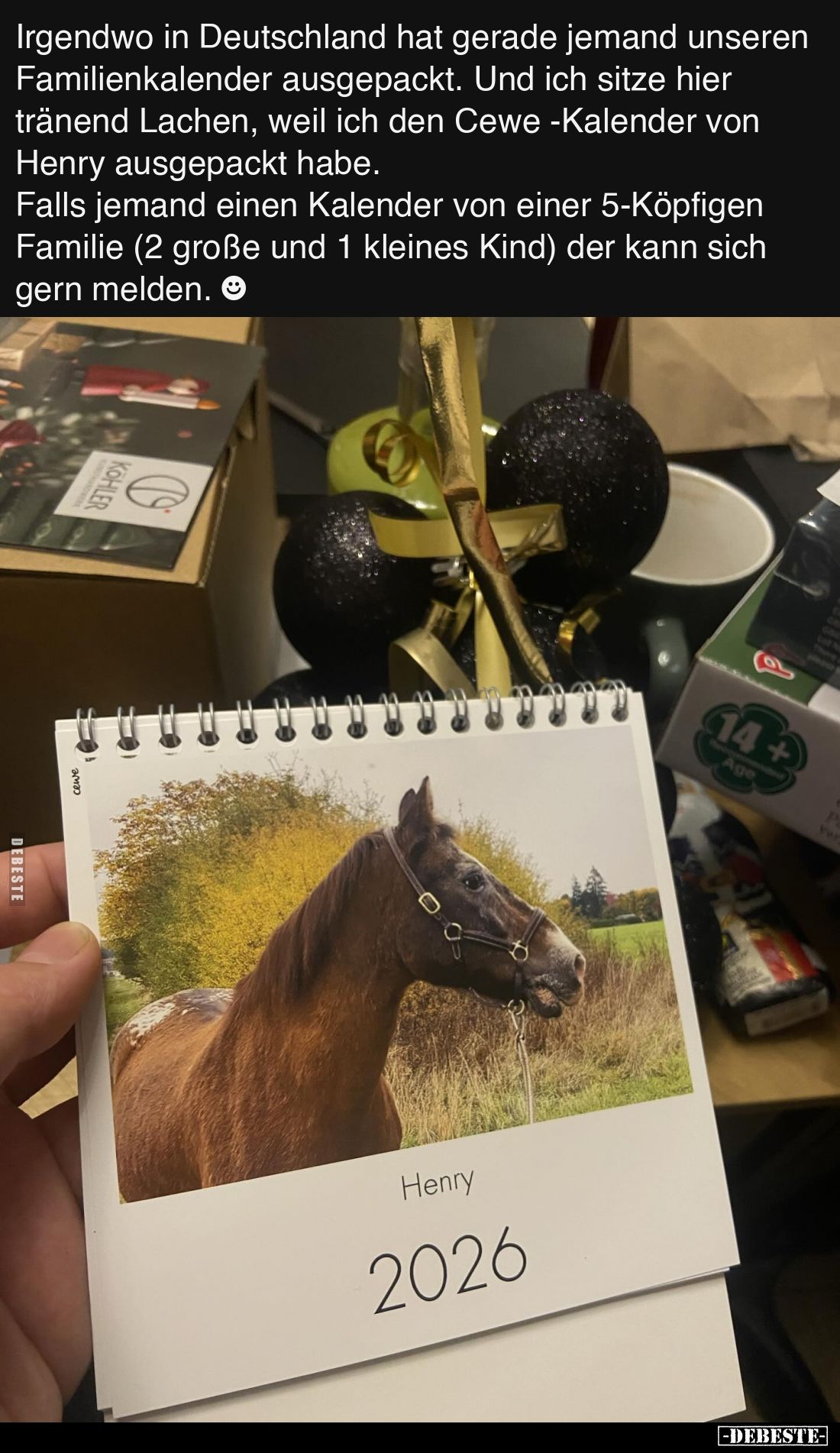 Irgendwo in Deutschland hat gerade jemand unseren Familienkalender ausgepackt. Und ich sitze hier tränend Lachen, weil ich de...