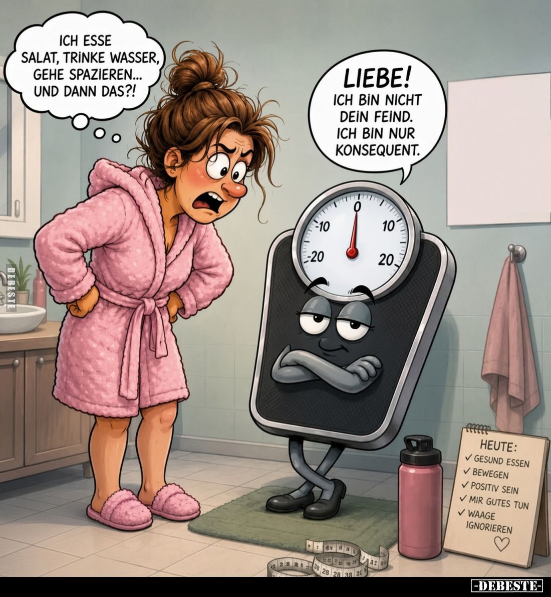 Ich esse Salat, trinke Wasser, gehe spazieren... und dann das?!
- Liebe! Ich bin nicht dein Feind. Ich bin nur konsequent....