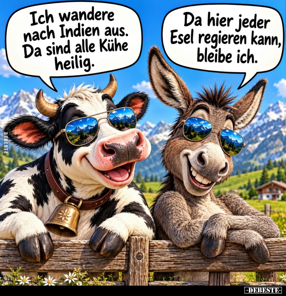 Ich wandere nach Indien aus.
Da sind alle Kühe heilig.

Da hier jeder Esel regieren kann, bleibe ich.