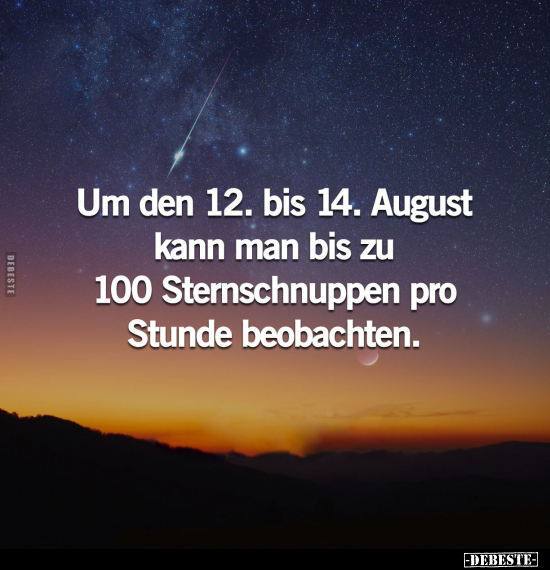 Um den 12. bis 14. August kann man bis zu 100 Sternschnuppen.. - Lustige Bilder | DEBESTE.de