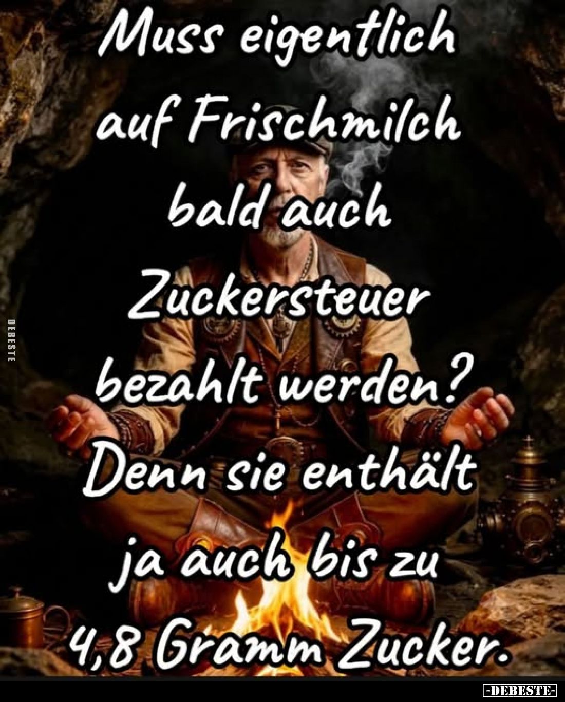 Muss eigentlich
auf Frischmilch
bald auch
Zuckersteuer bezahlt werden?
Denn sie enthält ja auch bis zu 4,8 Gramm Zucker.