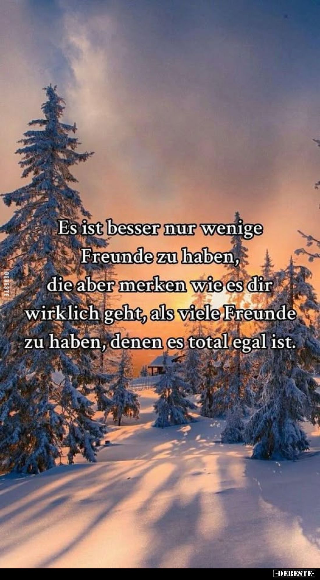 Es ist besser nur wenige Freunde zu haben, die aber merken wie es dir wirklich geht, als viele Freunde zu haben, denen es tot...