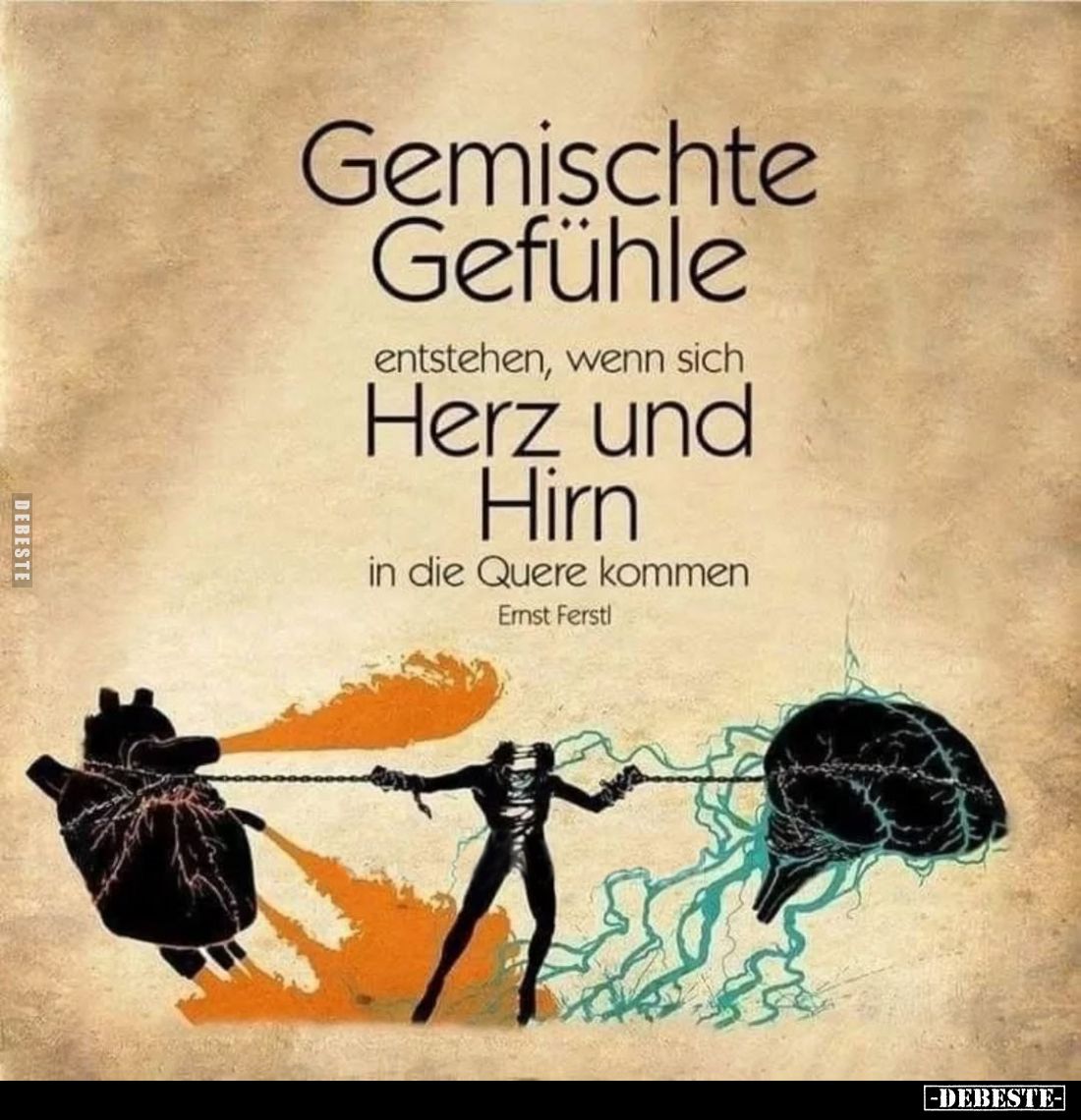 Gemischte Gefühle entstehen, wenn sich
Herz und Hirn
in die Quere kommen.
Ernst Ferstl