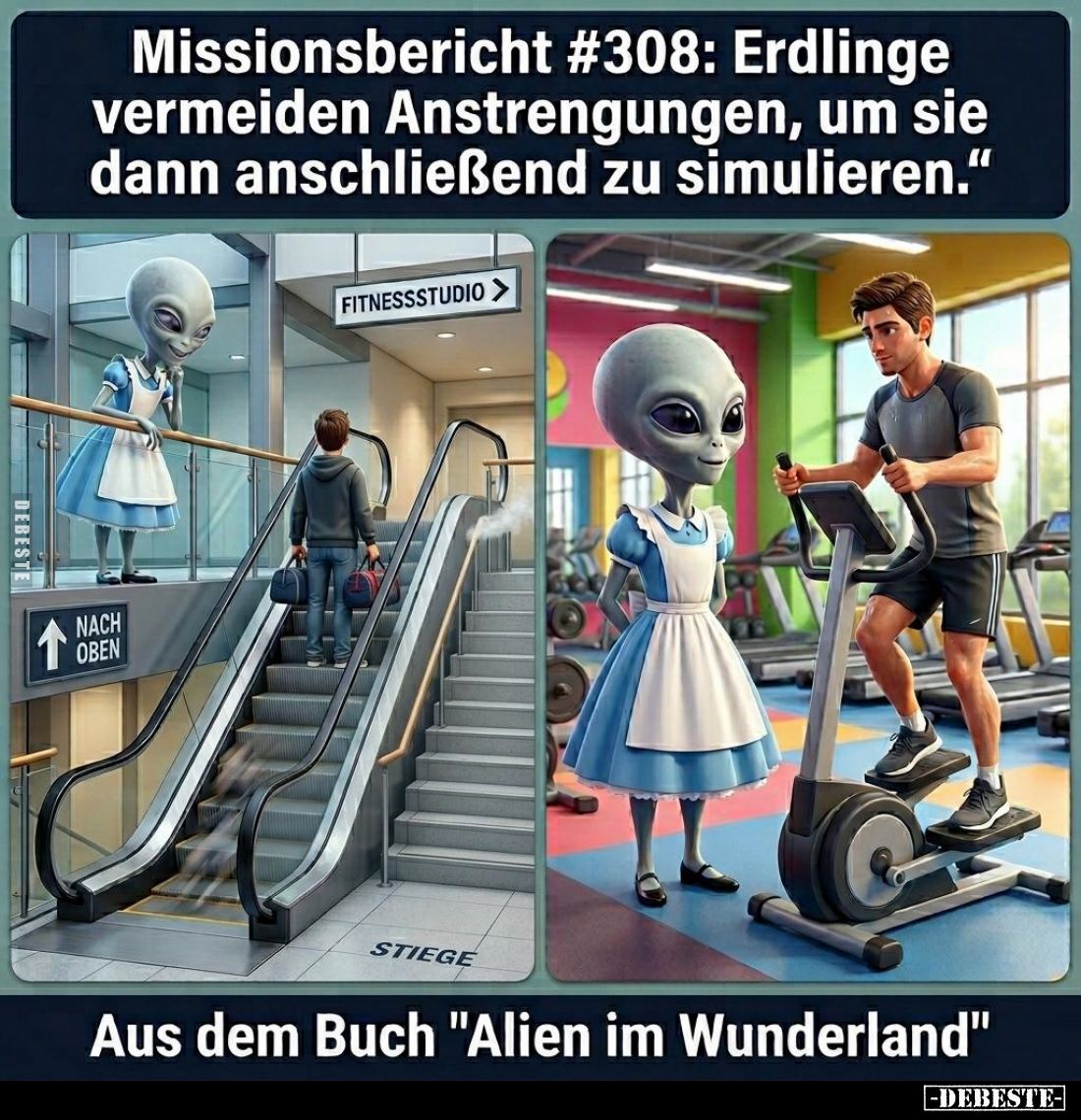 Missionsbericht #308: Erdlinge vermeiden Anstrengungen, um sie dann anschließend zu simulieren. -
Aus dem Buch "Alien i...