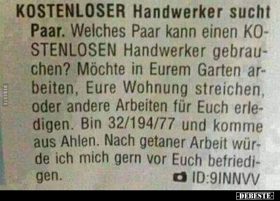 Kostenloser Handwerker sucht Paar.. - Lustige Bilder | DEBESTE.de