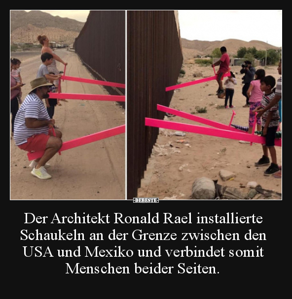 Der Architekt Ronald Rael installierte Schaukeln an der.. - Lustige Bilder | DEBESTE.de