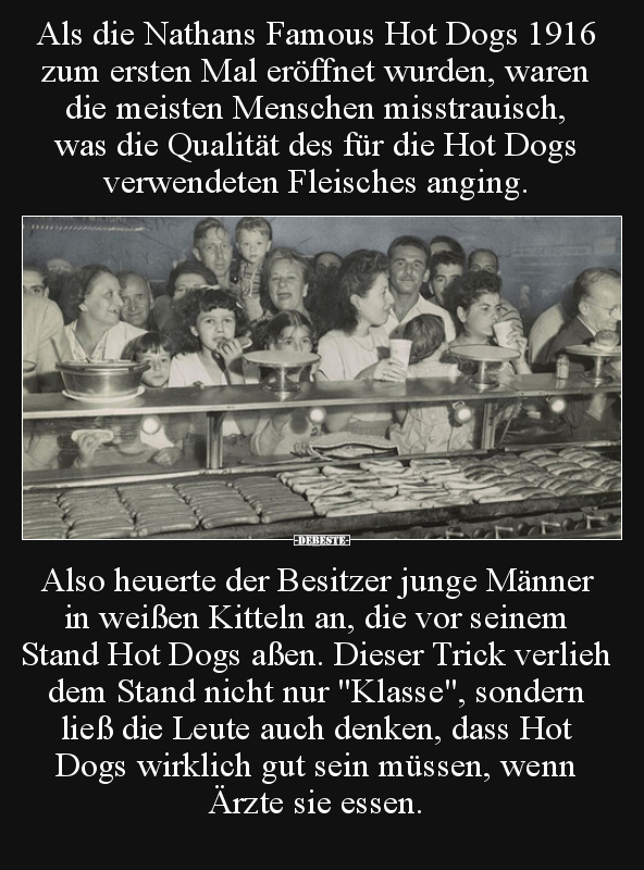 Als die Nathans Famous Hot Dogs 1916 zum ersten Mal.. - Lustige Bilder | DEBESTE.de