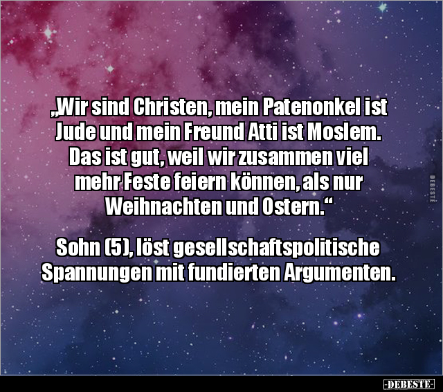 "Wir sind Christen, mein Patenonkel ist Jude und mein.." - Lustige Bilder | DEBESTE.de