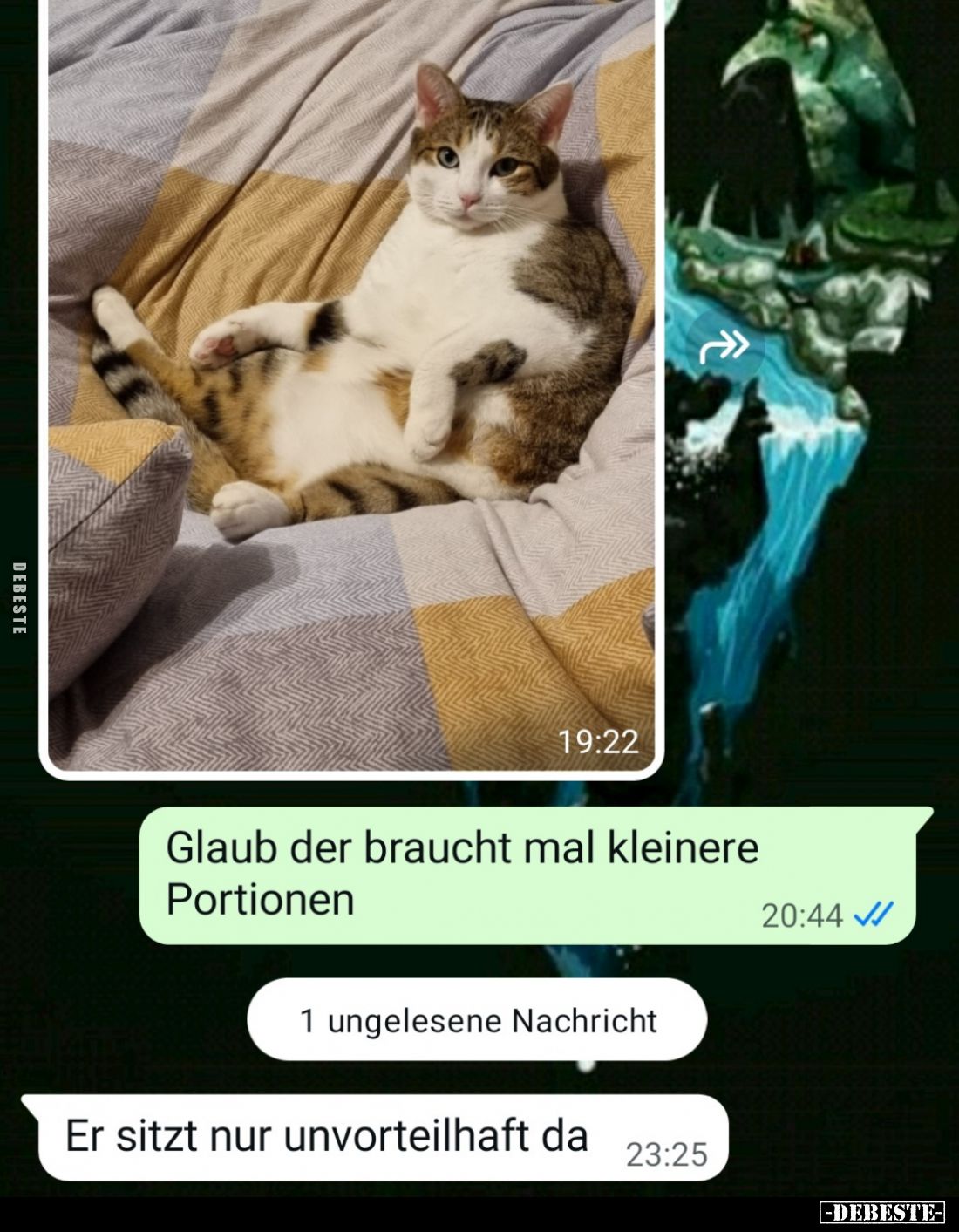 Glaub der braucht mal kleinere Portionen.
-
Er sitzt nur unvorteilhaft da.