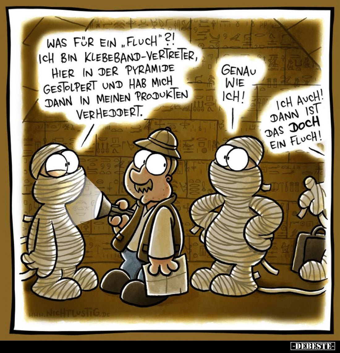 Was für ein „Fluch"?! Ich bin Klebeband-Vertreter, hier in der Pyramide gestolpert und hab mich dann in meinen Produkten...