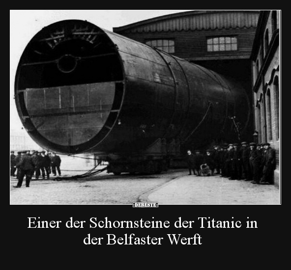 Einer der Schornsteine der Titanic in der Belfaster Werft..