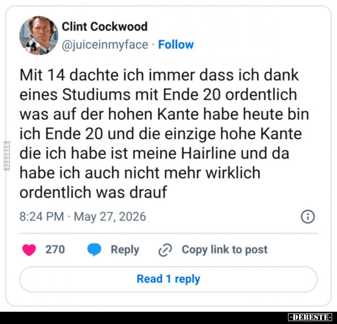 Mit 14 dachte ich immer, dass ich dank eines Studiums mit Ende 20 ordentlich was auf der hohen Kante habe.
Heute bin ich End...