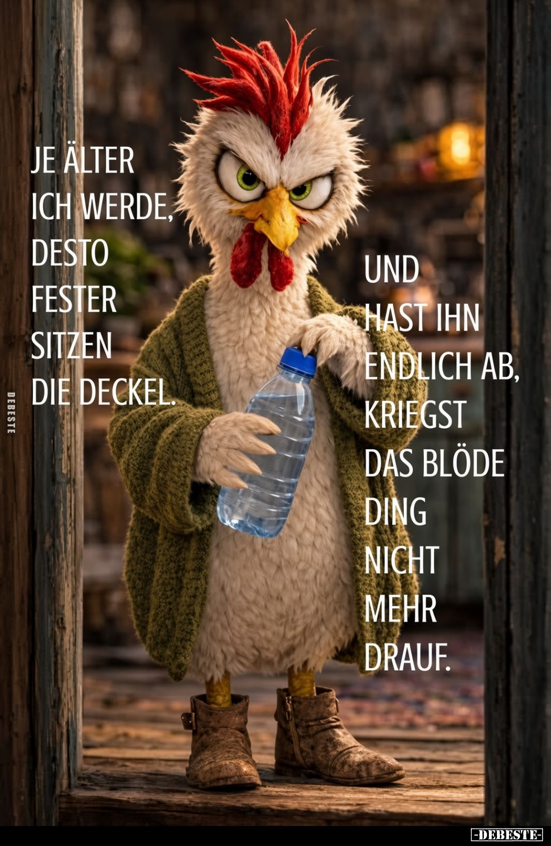 Je älter ich werde, desto fester sitzen die Deckel.
Und hast ihn endlich ab, kriegst das blöde Ding nicht mehr drauf.
