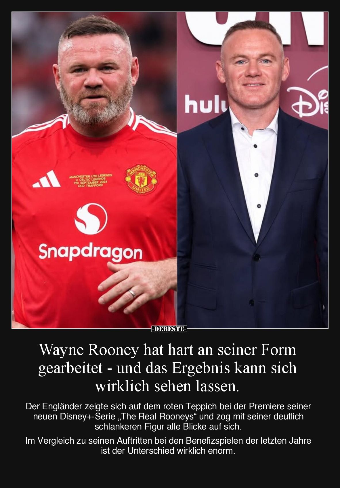Wayne Rooney hat hart an seiner Form gearbeitet - und das Ergebnis kann sich wirklich sehen lassen.

Der Engländer zeigte s...