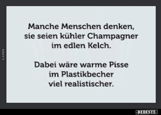 Manche Menschen denken, sie seien kühler Champagner im.. - Lustige Bilder | DEBESTE.de