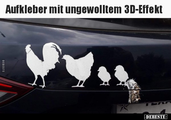 Aufkleber mit ungewolltem 3D-Effekt..
