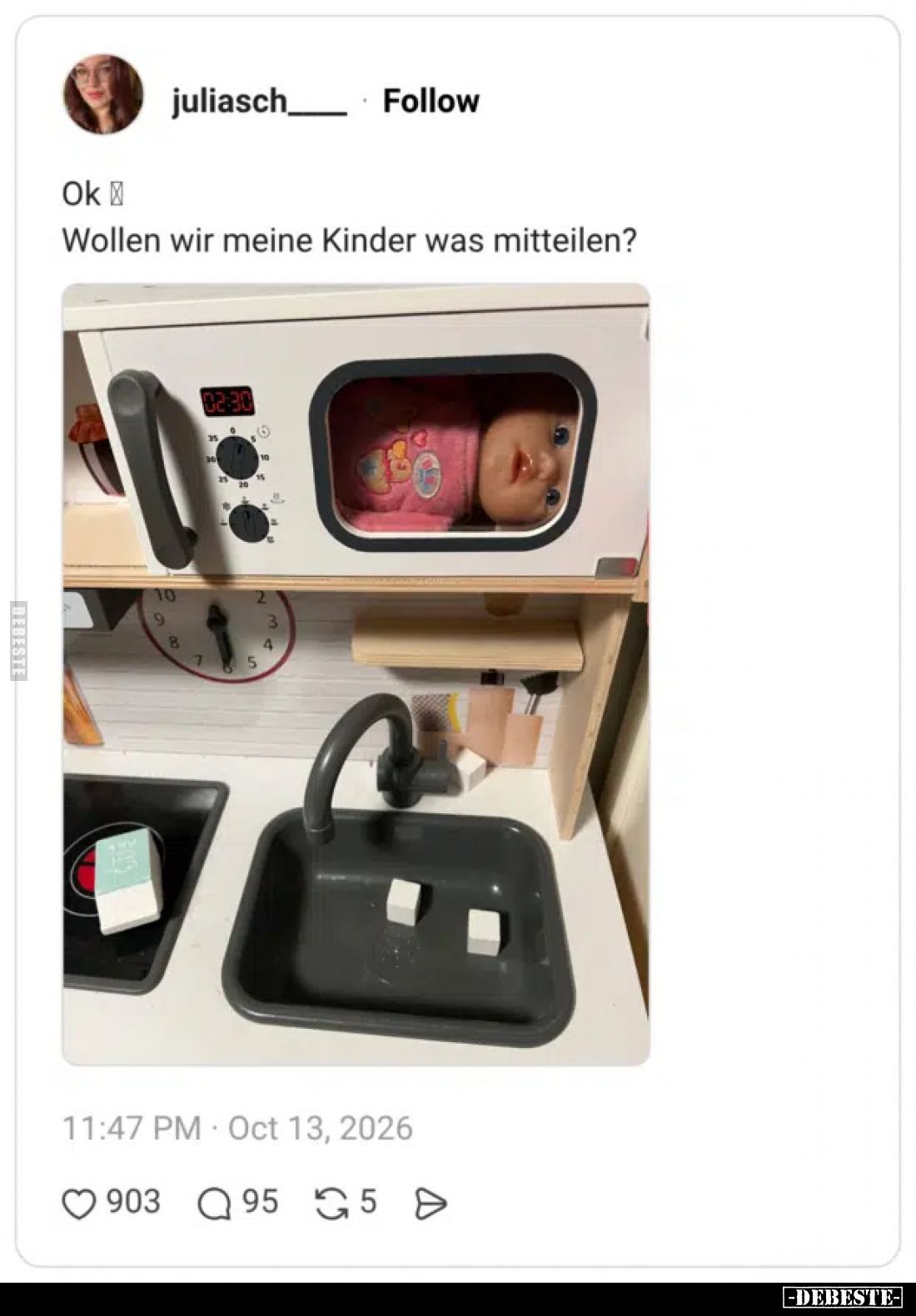 Ok.
Wollen wir meine Kinder was mitteilen?