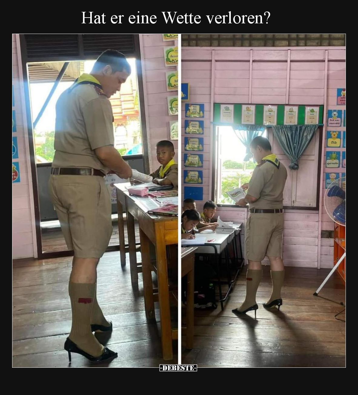 Hat er eine Wette verloren?