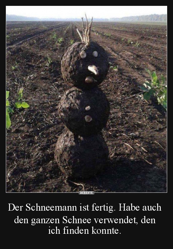 Der Schneemann ist fertig.. Lustige Bilder, Sprüche, Witze, echt lustig