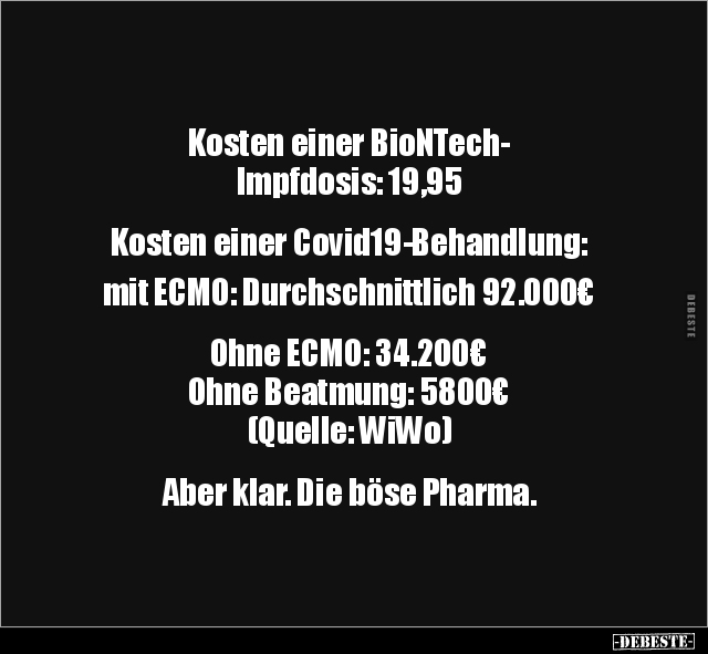 Kosten einer BioNTech-Impfdosis: 19,95 Kosten einer.. - Lustige Bilder | DEBESTE.de