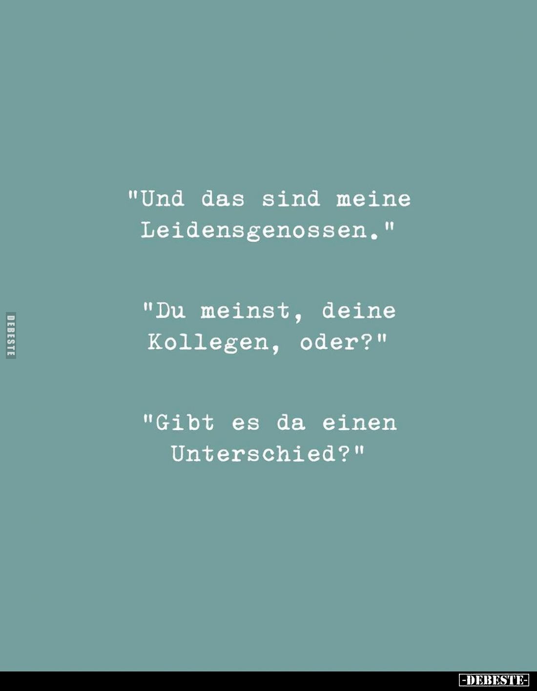 "Und das sind meine Leidensgenossen." -
"Du meinst, deine Kollegen, oder?" -
"Gibt es da einen Unt...