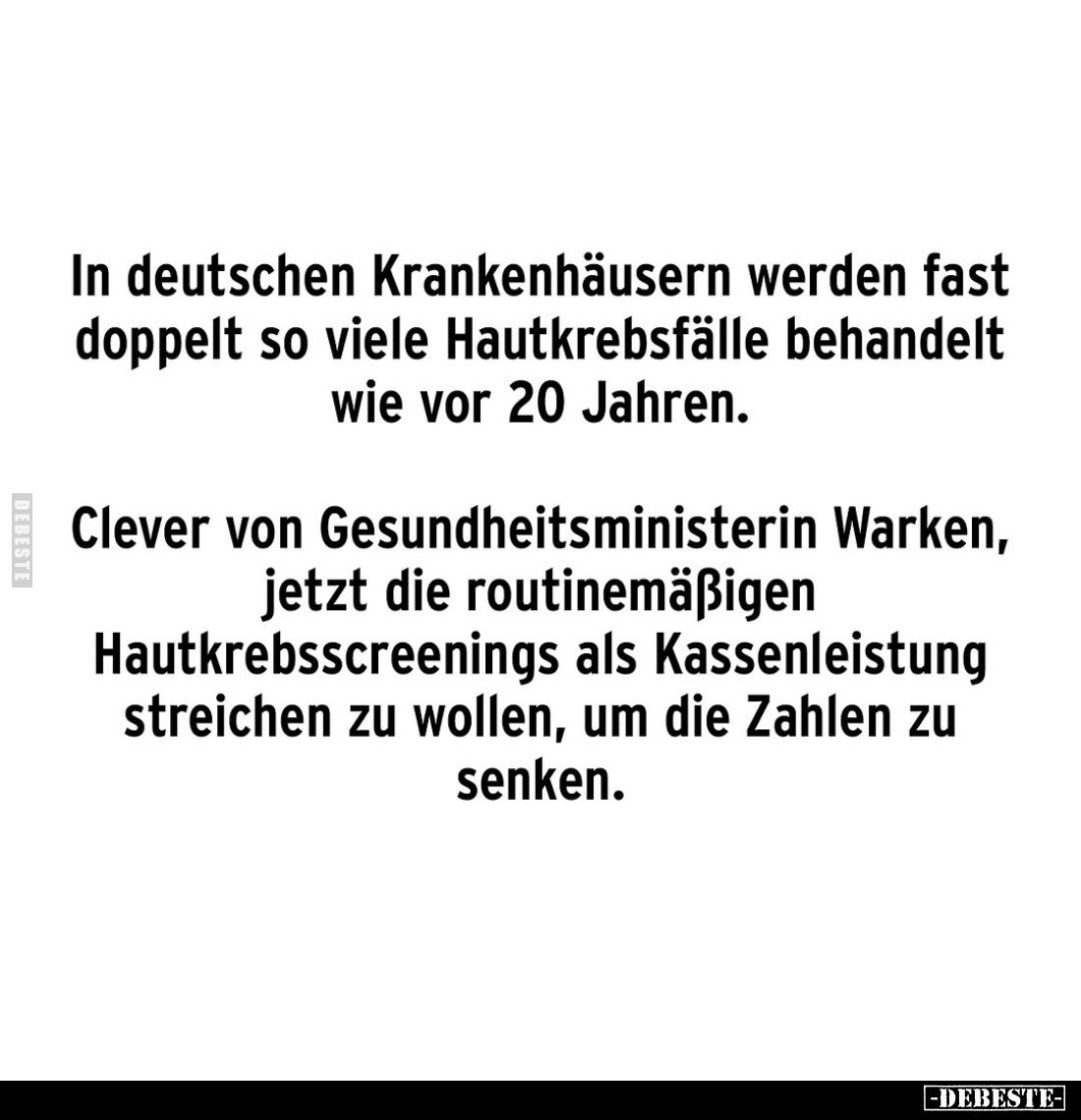 In deutschen Krankenhäusern werden fast doppelt so viele Hautkrebsfälle behandelt wie vor 20 Jahren.
Clever von Gesundheitsm...