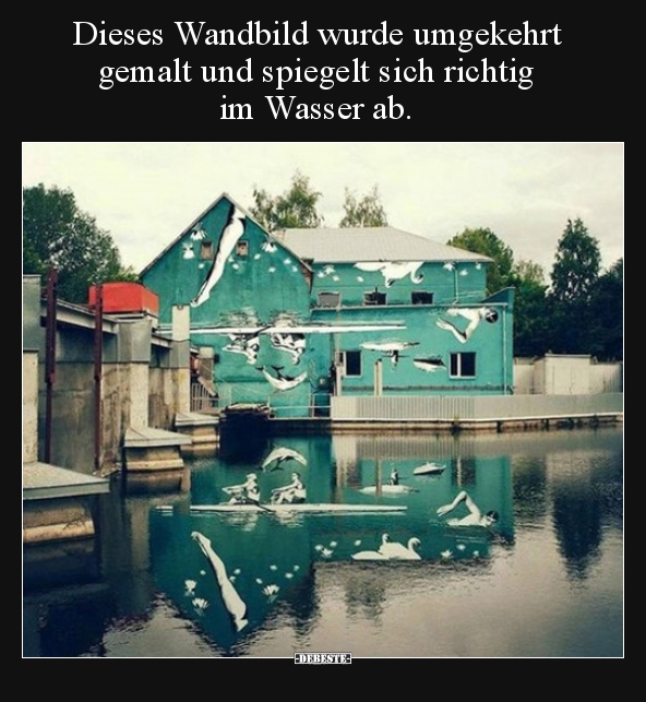 Dieses Wandbild wurde umgekehrt gemalt und spiegelt sich.. - Lustige Bilder | DEBESTE.de