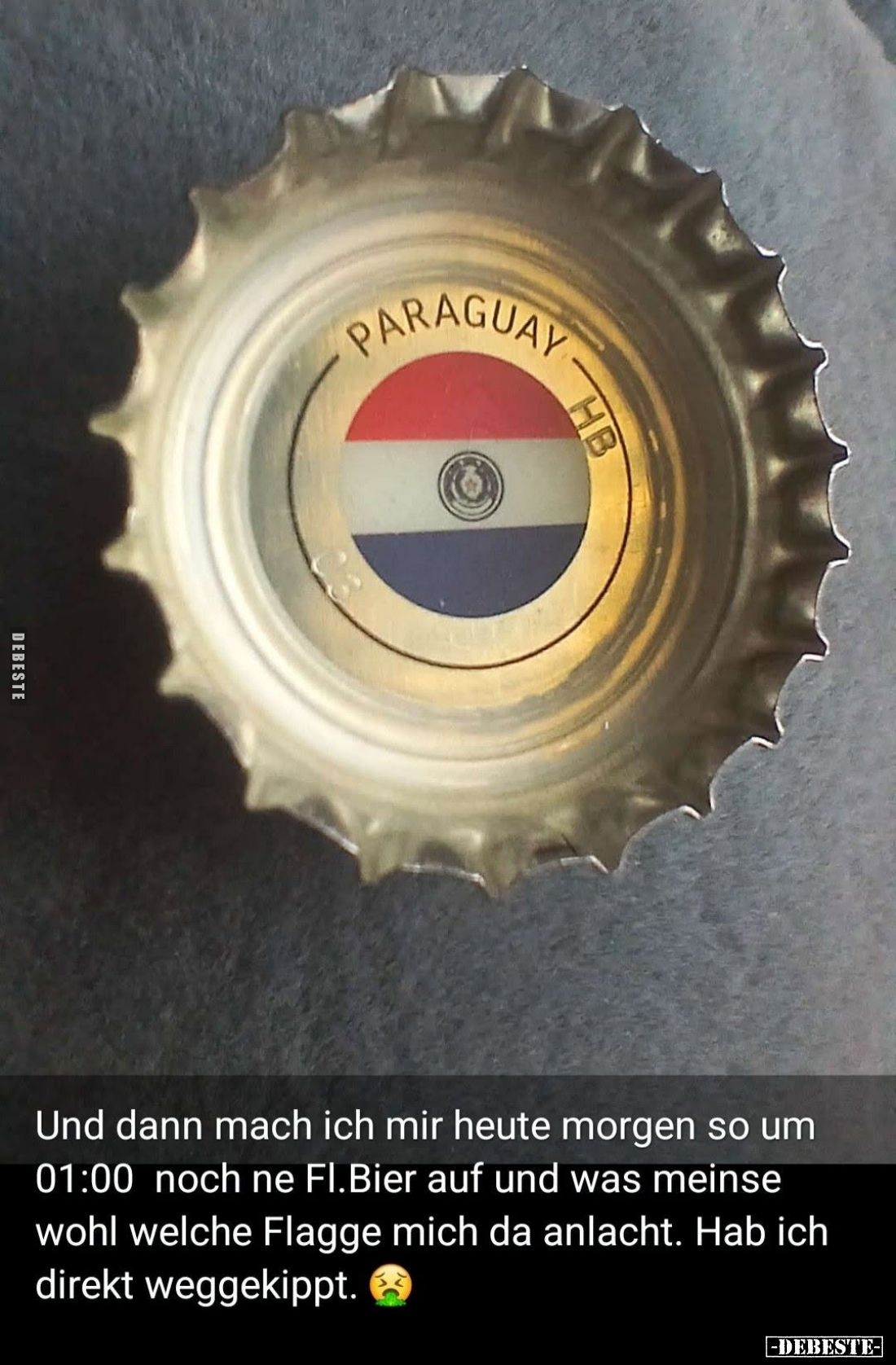 Und dann mach ich mir heute morgen so um 01:00 noch ne Fl. Bier auf und was meinse wohl welche Flagge mich da anlacht.
Hab i...