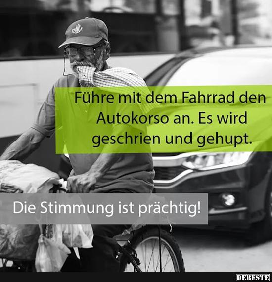 Führe mit dem Fahrrad den Autokorso an.. - Lustige Bilder | DEBESTE.de