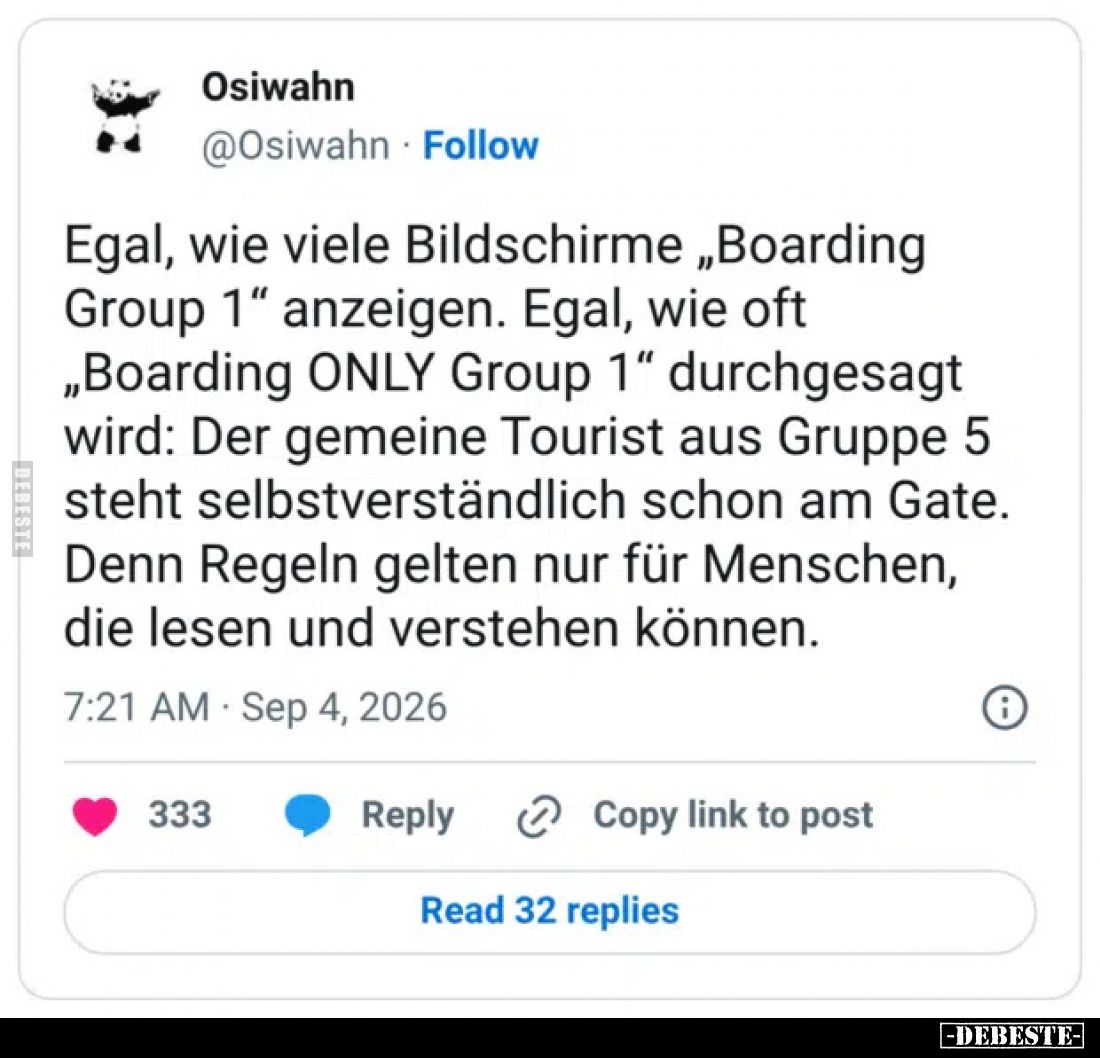 Egal, wie viele Bildschirme "Boarding Group 1".. - Lustige Bilder | DEBESTE.de
