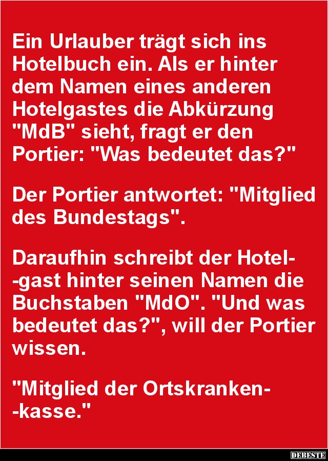 Ein Urlauber trägt sich ins Hotelbuch ein.. - Lustige Bilder | DEBESTE.de