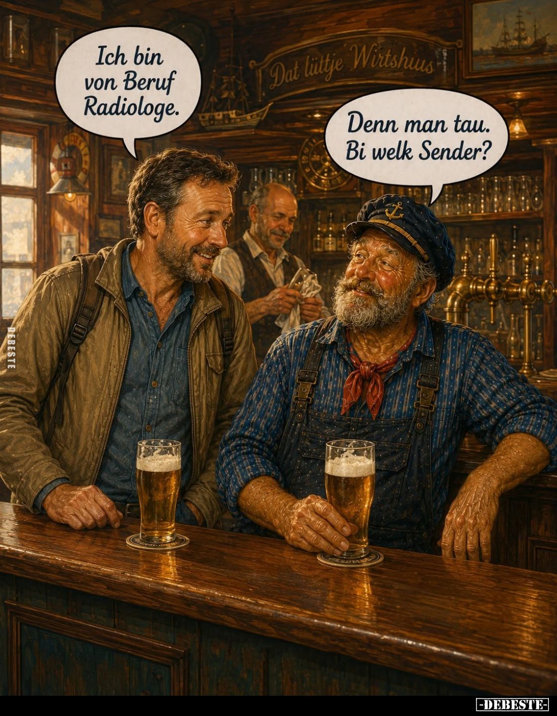Ich bin von Beruf Radiologe.
-
Denn man tau. Bi welk Sender?