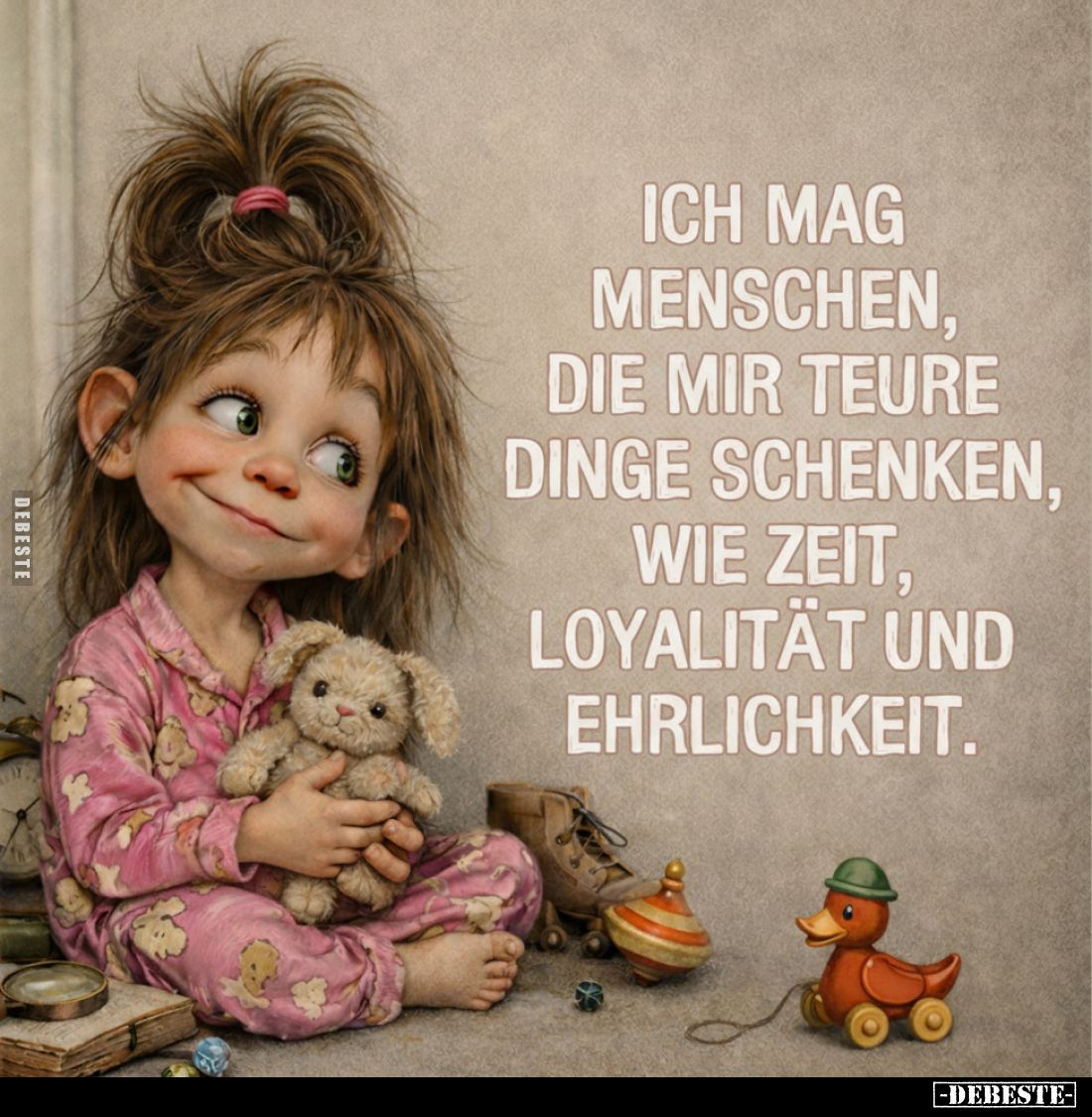 Ich mag Menschen, die mir teure Dinge schenken, wie Zeit, Loyalität und Ehrlichkeit.