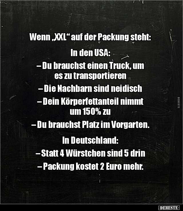 Wenn "XXL" auf der Packung steht: In den USA.. - Lustige Bilder | DEBESTE.de