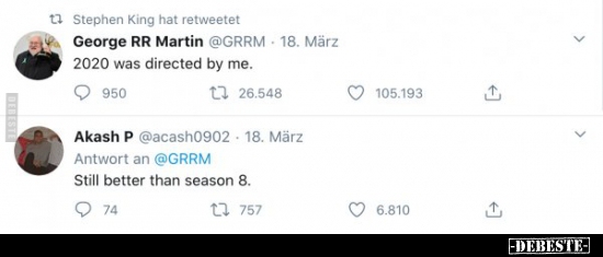 Der Tweet eines George R.R. Martin Fan-Accounts..