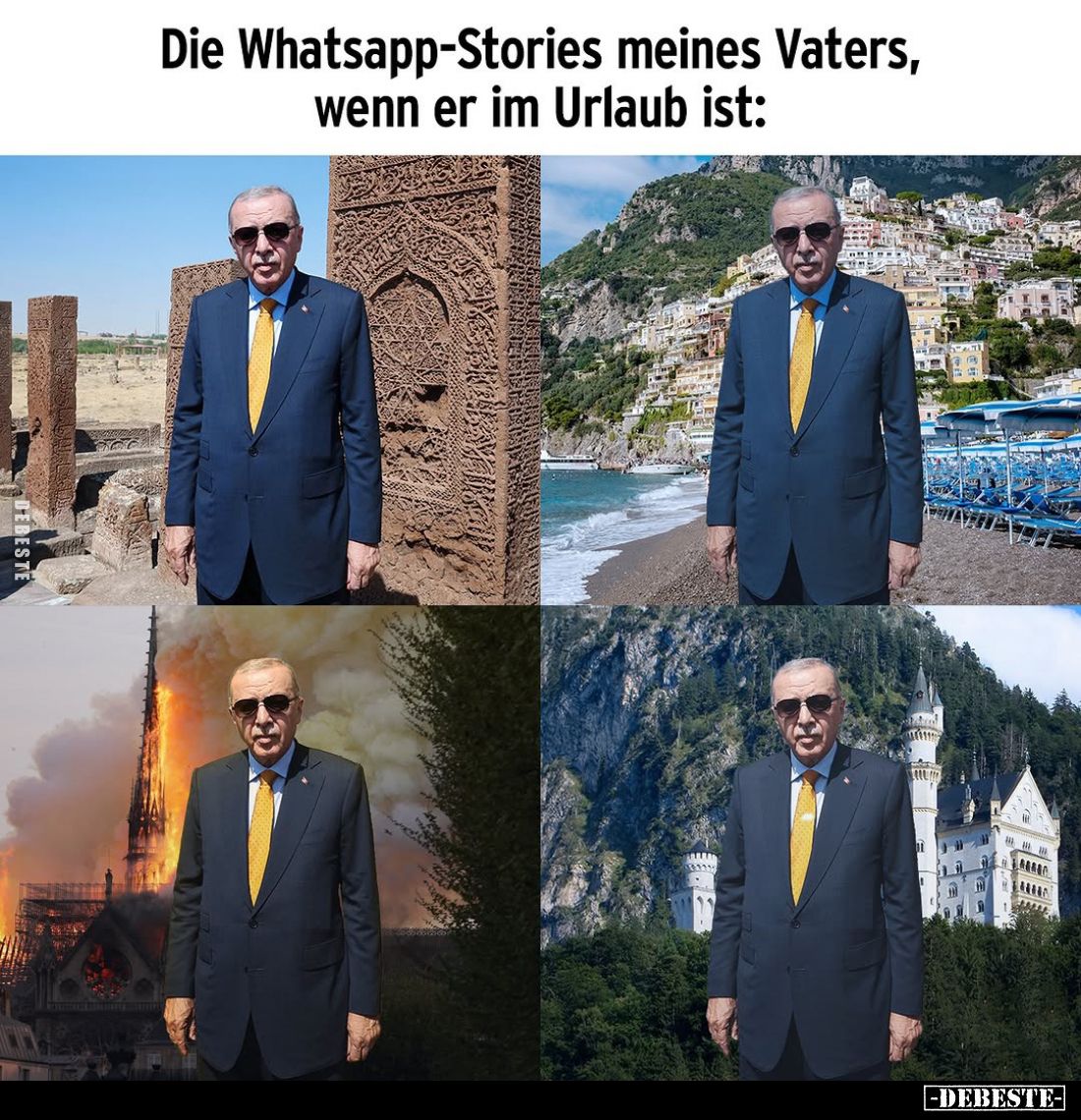 Die Whatsapp-Stories meines Vaters, wenn er im Urlaub ist: