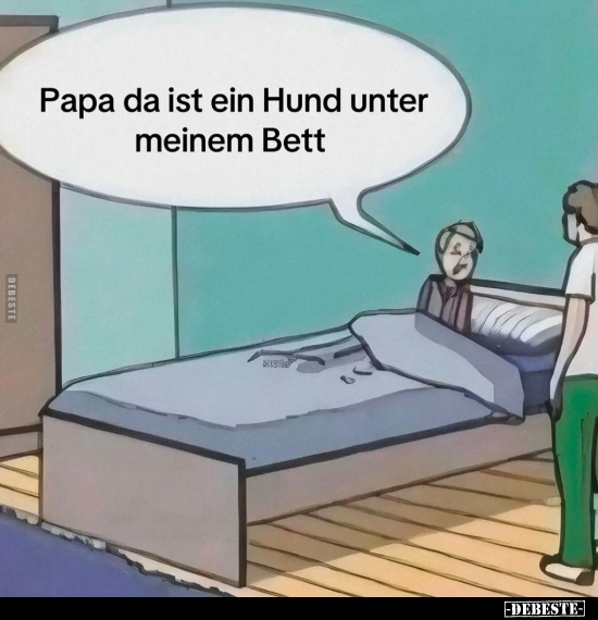 Papa, Hund, Bett