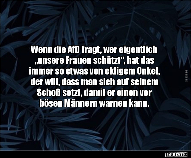 Wenn die AfD fragt, wer eigentlich "unsere Frauen.." - Lustige Bilder | DEBESTE.de