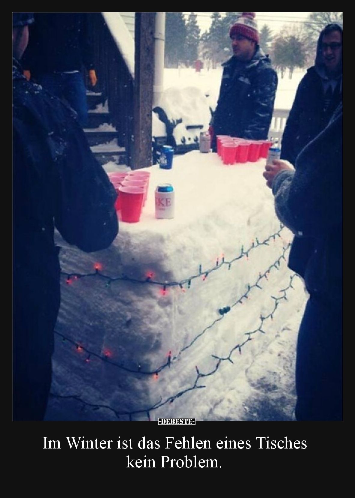 Im Winter ist das Fehlen eines Tisches kein Problem.