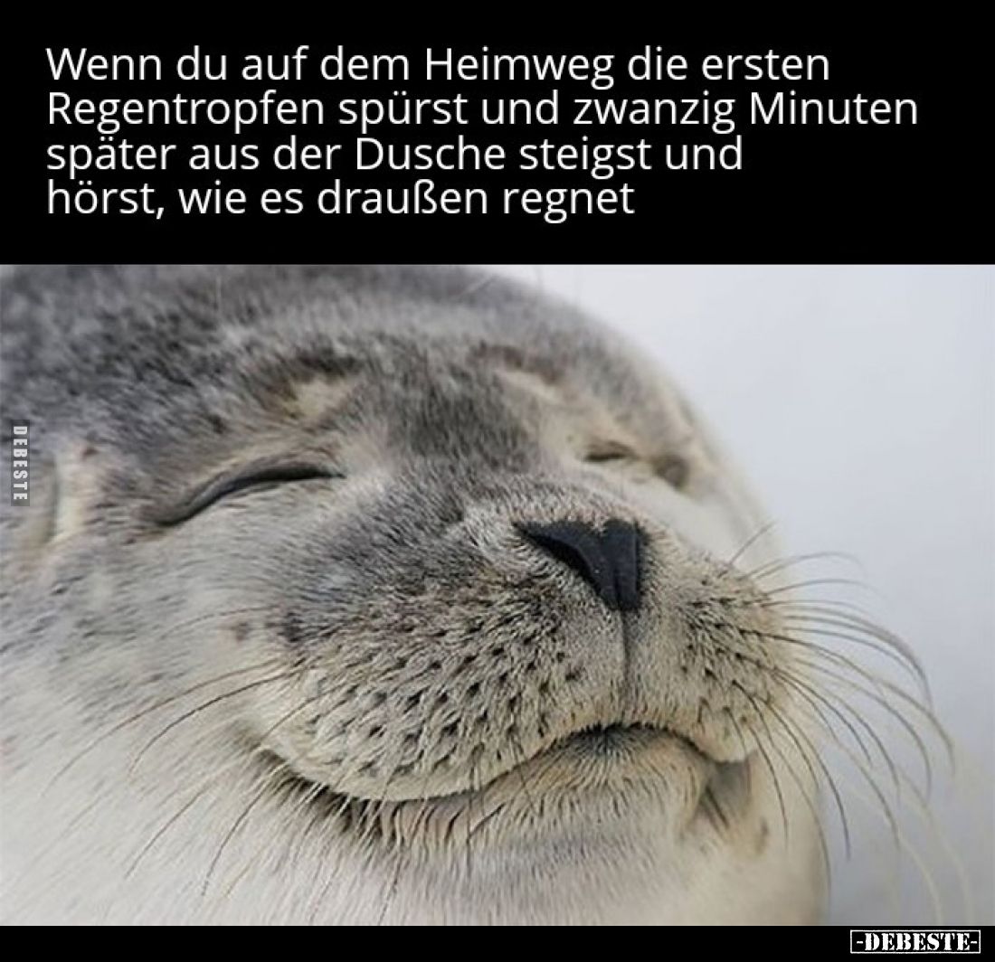 Wenn du auf dem Heimweg die ersten Regentropfen spürst und zwanzig Minuten später aus der Dusche steigst und hörst, wie es dr...