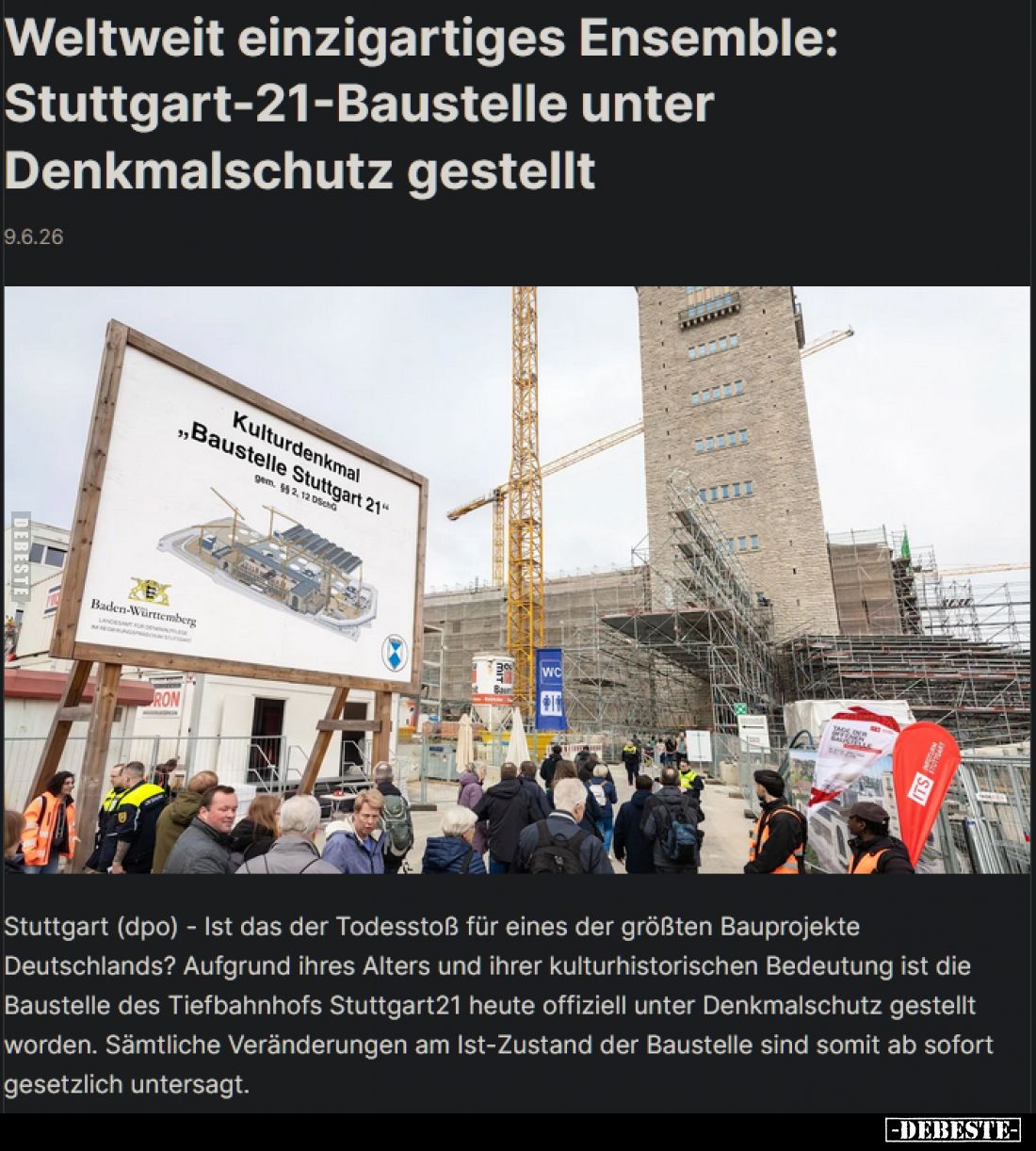 Weltweit einzigartiges Ensemble: Stuttgart-21-Baustelle unter Denkmalschutz gestellt