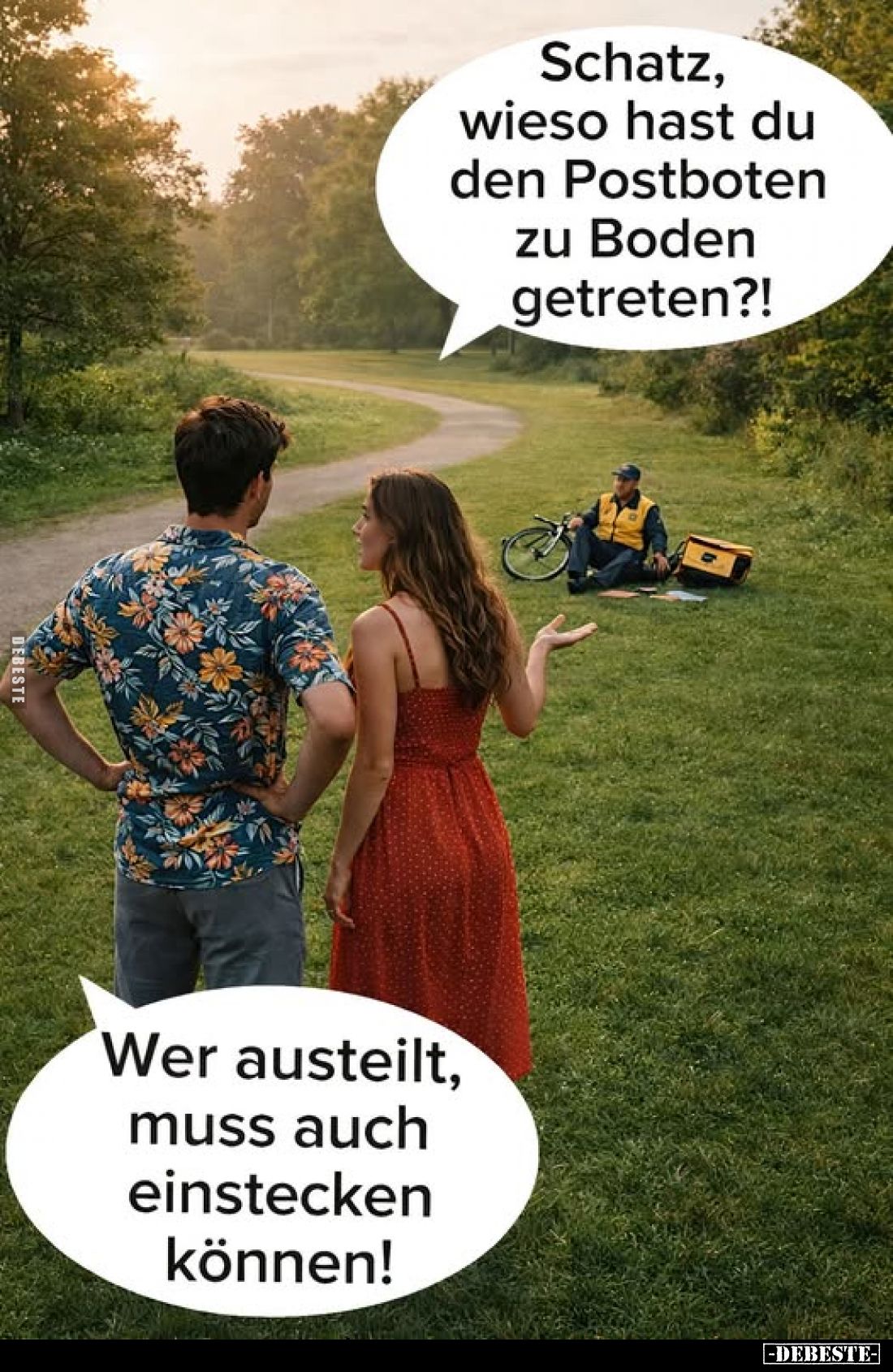 Schatz, wieso hast du den Postboten zu Boden getreten?!.. - Lustige Bilder | DEBESTE.de