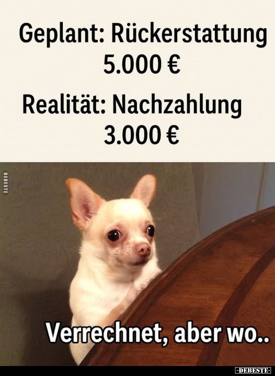 Geplant: Rückerstattung 5.000 € -
Realität: Nachzahlung 3.000 €