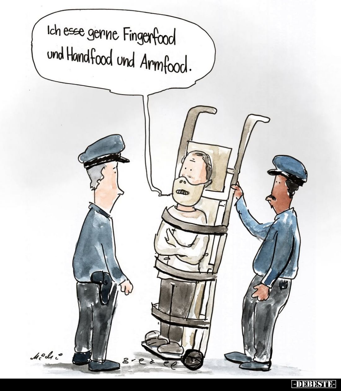 Ich esse gerne Fingerfood und Handfood und Armfood.