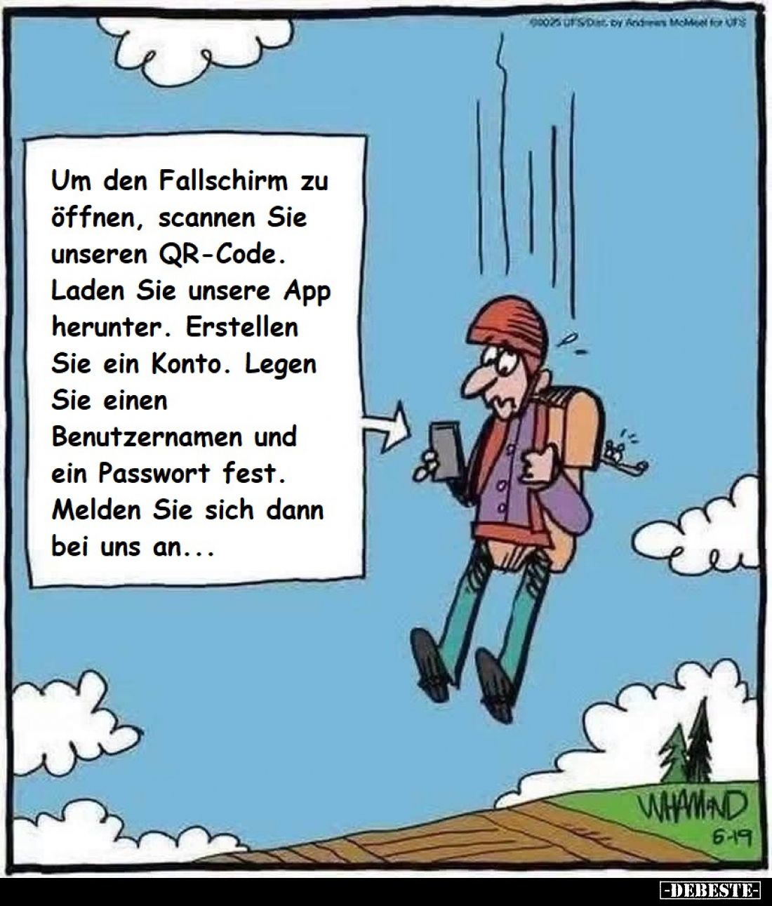Um den Fallschirm zu öffnen, scannen Sie unseren QR-Code. Laden Sie unsere App herunter. Erstellen Sie ein Konto. Legen Sie e...