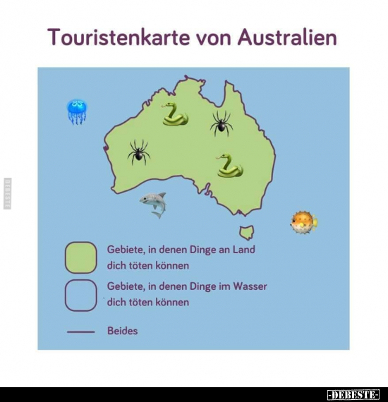 Touristenkarte von Australien... - Lustige Bilder | DEBESTE.de