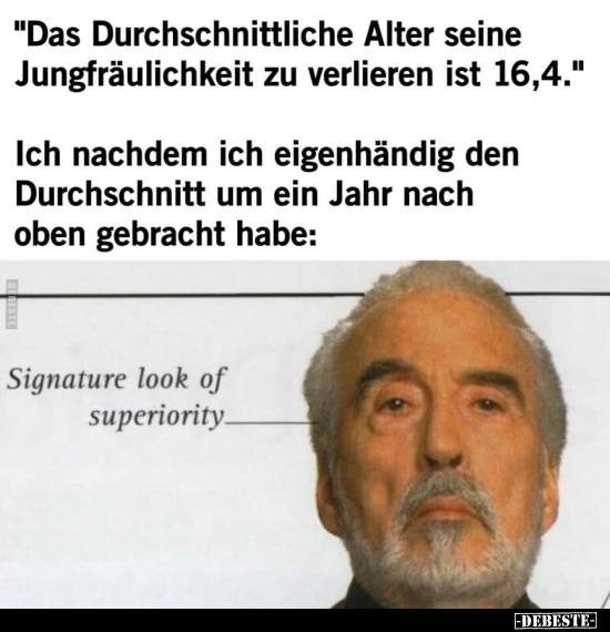 "Das Durchschnittliche Alter seine Jungfräulichkeit zu.."